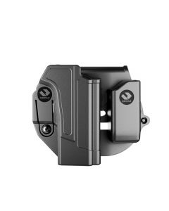 C-Series Compatible with Glock 17 Holster, Left Hand OWB Level I Retention - Paddle Holster with Magazine Pouch